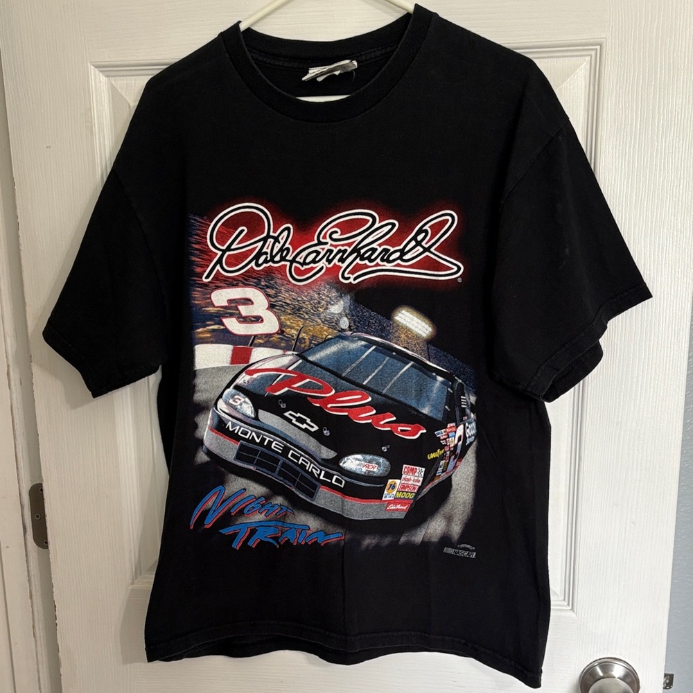 Vintage Dale Earnhardt Black Racing Graphic Night Train Men’s T-Shirt Size Med